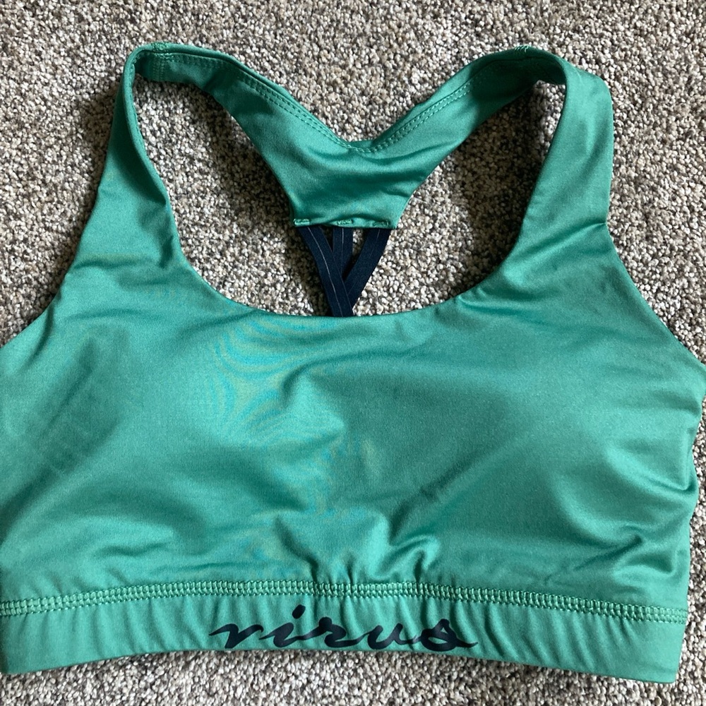 Virus Sports Bra green sz S removable pads compression fit NWOT